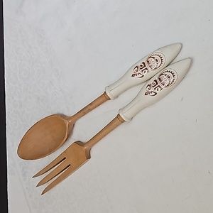 SALAD SERVERS WOODEN HANDLE Set
